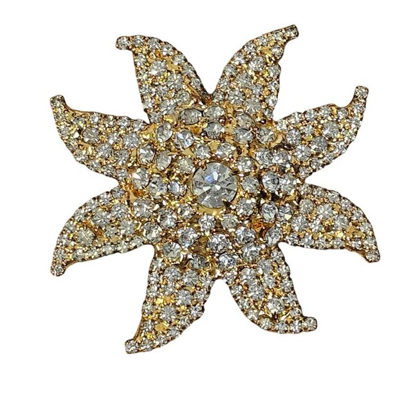 Dorothy Bauer Brooch 8Point Star Gold Tone Rhinestone Beachy Boho Chic Elegance - Picture 8 of 16